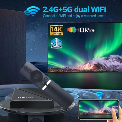 TX60 Pro 14K Ultra HD Smart Android TV Box with Voice Control Remote
