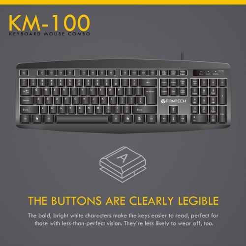 Fantech KM100 USB Keyboard Mouse Combo Black