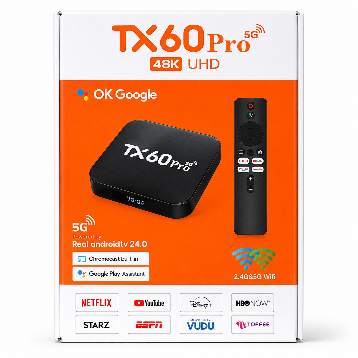 TX60 Pro Ultra HD Smart Android TV Box with Voice Control Remote
