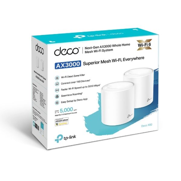 TP-Link Deco X60 V4.20 AX5400 Dual-Band Mesh Router (2-pack)