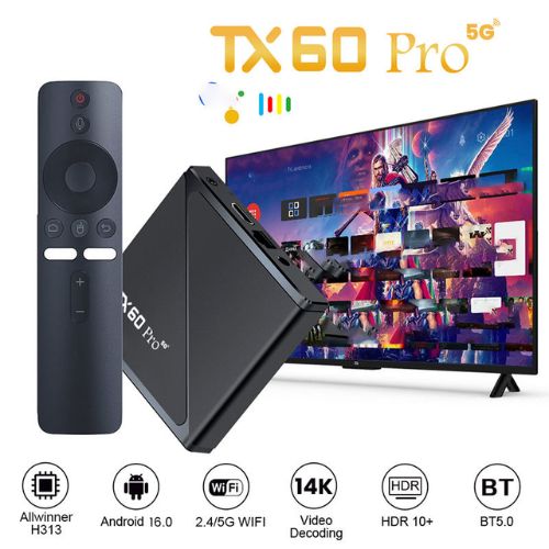 TX60 Pro 14K Ultra HD Smart Android TV Box with Voice Control Remote