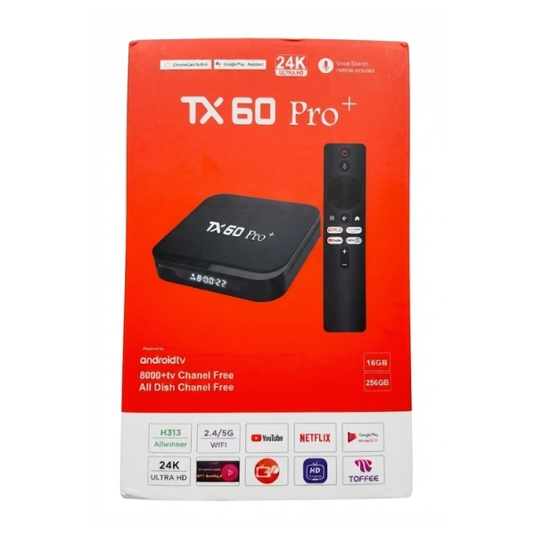 TX60 Pro Ultra HD Smart Android TV Box with Voice Control Remote