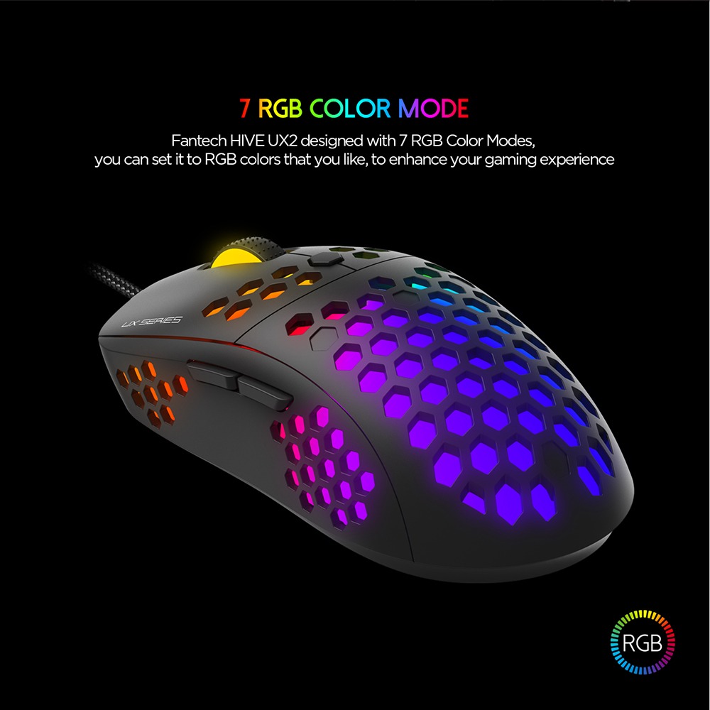 Fantech Hive UX2 6 Buttons 7 Mode USB RGB Black Gaming Mouse