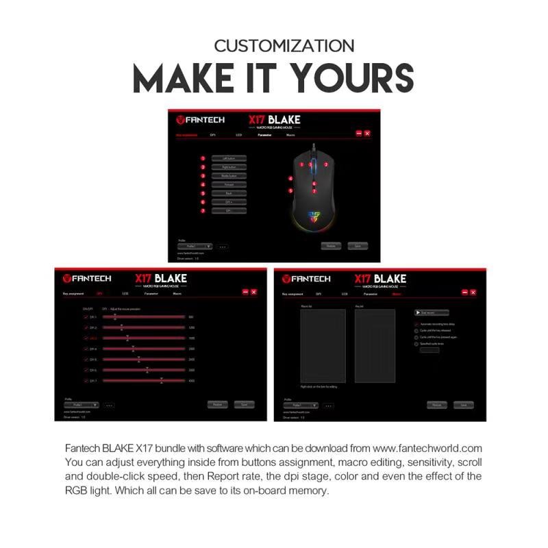 Fantech X17 Pro Wired Black Macro RGB Gaming Mouse