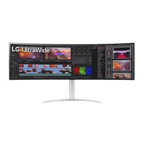 the LG 49WQ95C-W 49-inch 144Hz DQHD Curved Monitor. Designed with a massive 49-inch curved Nano IPS panel, this monitor delivers a dual QHD resolution of 5120 x 1440 pixels, offering breathtaking clarity and an expanded 32:9 aspect ratio—perfect for professionals and gamers seeking seamless screen real estate. With DCI-P3 98% color coverage, 10-bit color depth, and HDR400 support, every image comes alive with precise color reproduction and rich contrast. The Nano IPS technology ensures accurate colors across wide viewing angles of 178º, making it ideal for editing, content creation, and immersive gaming. Experience smooth, tear-free visuals thanks to a 144Hz refresh rate, 5ms GtG response time, and support for both NVIDIA G-SYNC and AMD FreeSync. Whether you're deep in spreadsheets or high-speed racing games, this monitor keeps up with your every move. Connect with ease using DisplayPort, HDMI, USB, and USB Type-C ports, offering flexibility for multi-device setups. Ergonomic features like tilt, swivel (-15~15°), height adjustment, and VESA wall mount support ensure optimal comfort during extended sessions. The stylish white-and-black finish adds a sleek touch to your workspace, while its low blue light and flicker-free technology prioritize eye comfort. Backed by a reliable 3-year warranty, the LG 49WQ95C-W Curved Ultra-Wide Monitor is your ultimate solution for multitasking, creativity, and next-level productivity.