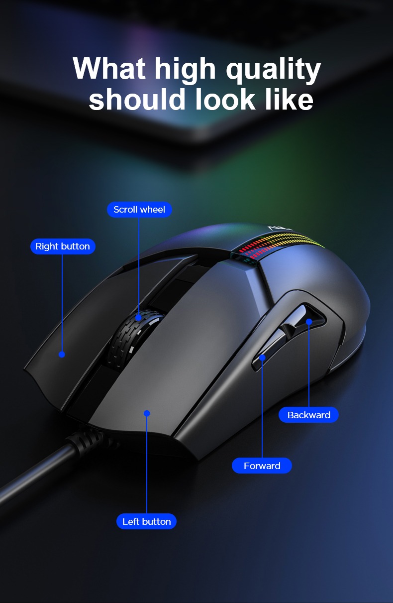 Aula F813 Pro Colorful Light Effects Gaming Mouse
