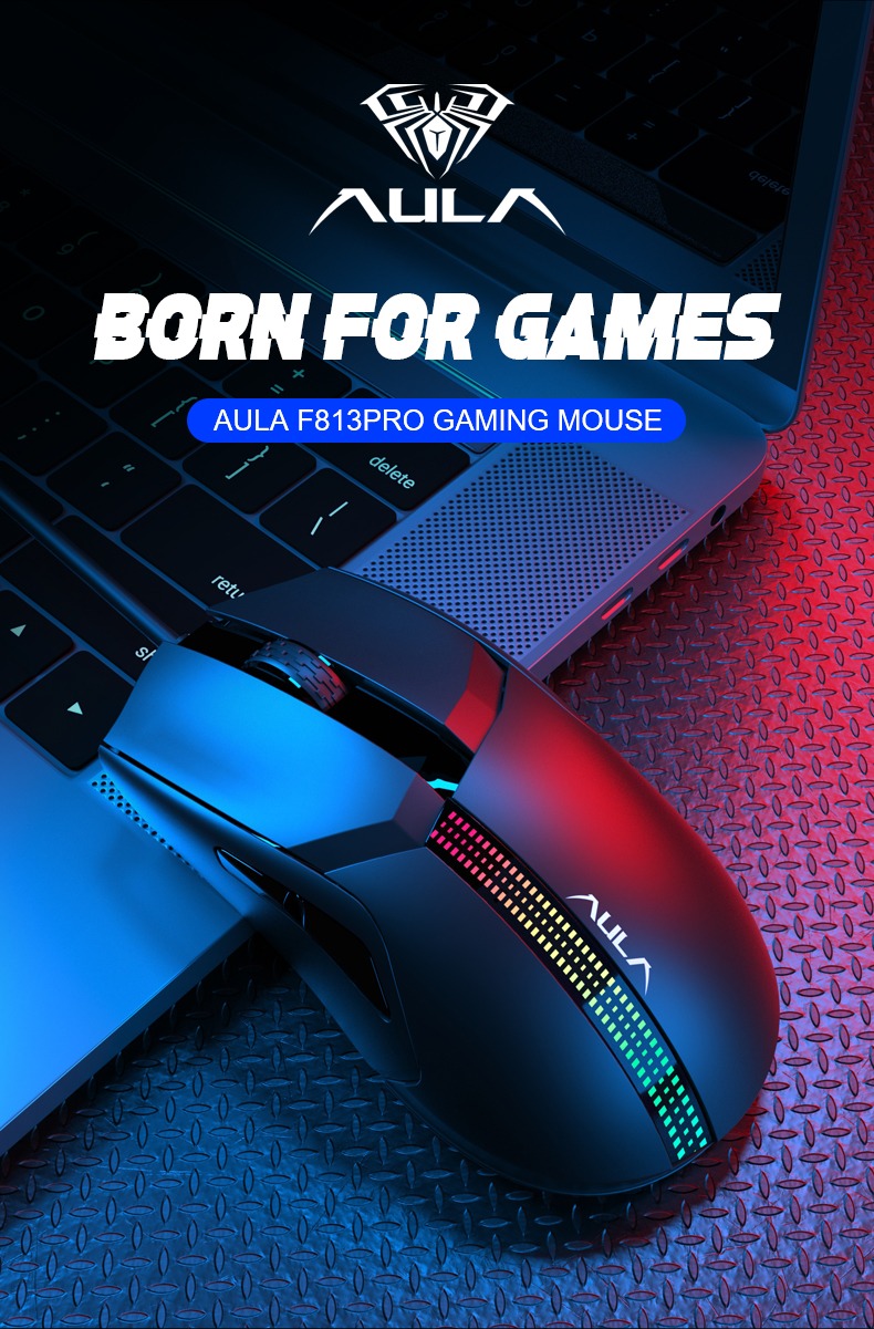 Aula F813 Pro Colorful Light Effects Gaming Mouse