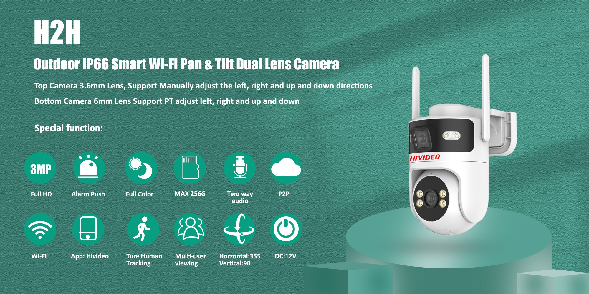 Hivideo H2H Outdoor Dual-lens Wifi Smart Home Camera