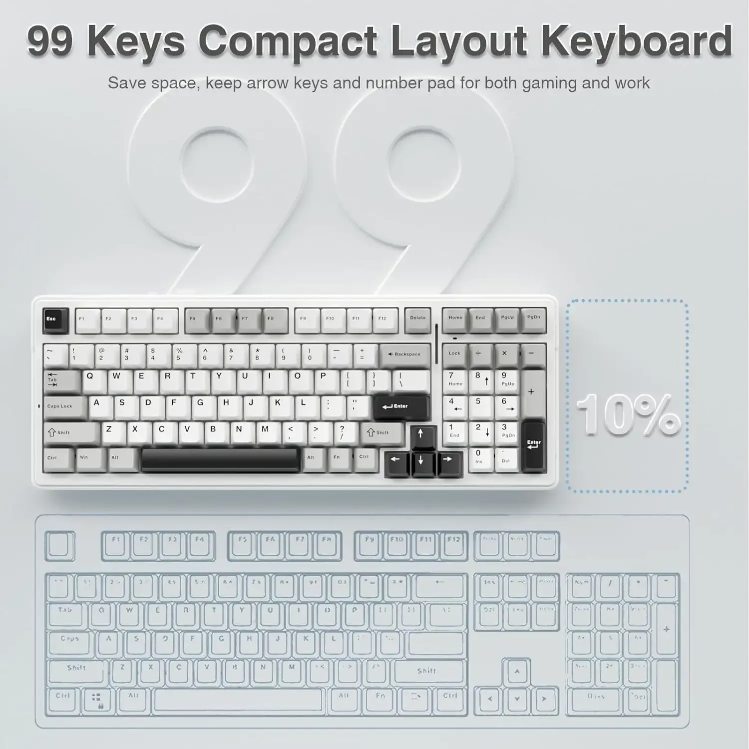 Aula F99 Tri Mode Gray Wood V3 Switch Purple Gaming Keyboard 