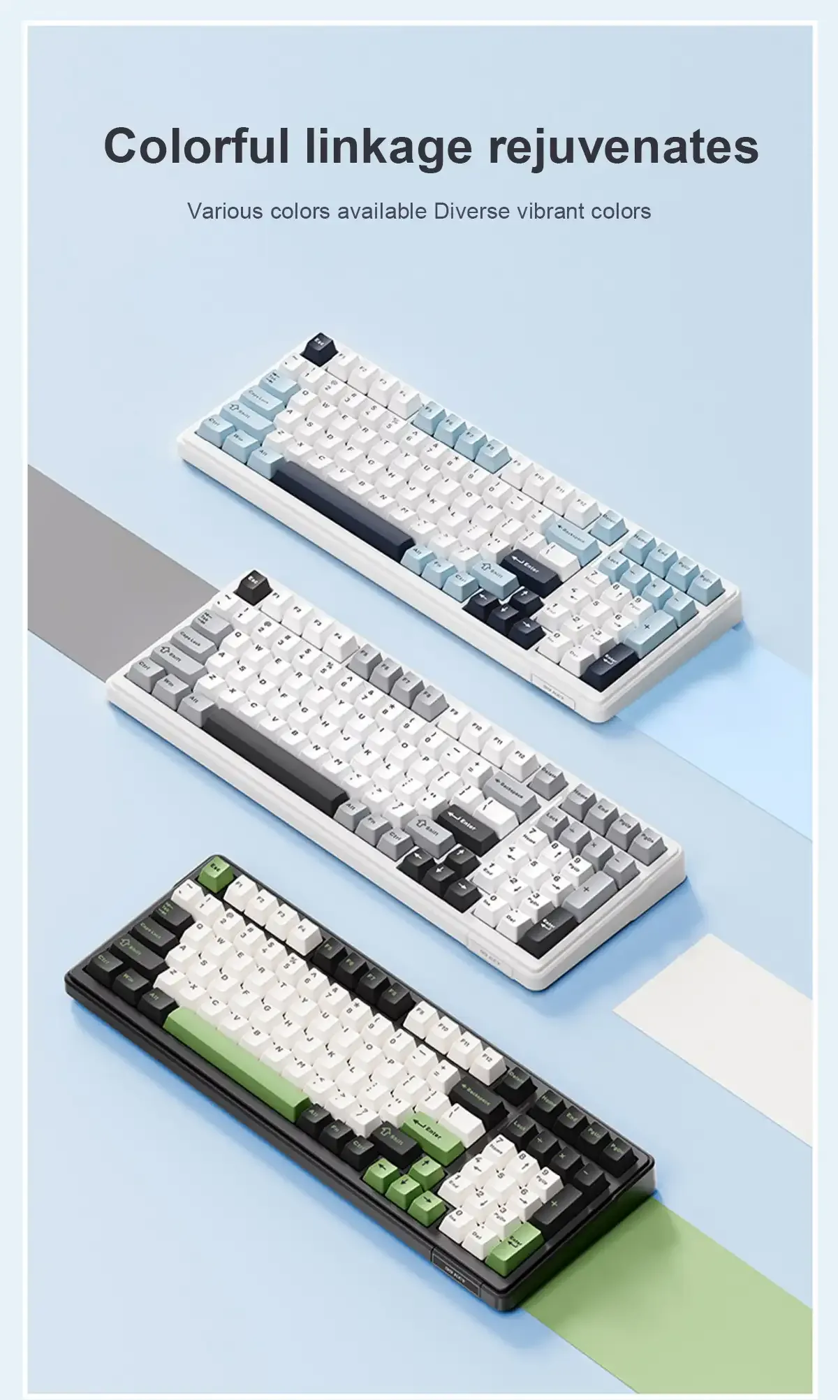 Aula F99 Tri Mode Gray Wood V3 Switch Purple Gaming Keyboard 