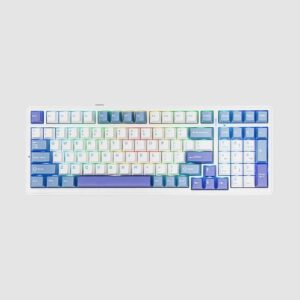 Aula F99 Tri Mode Gray Wood V3 Switch Purple Gaming Keyboard