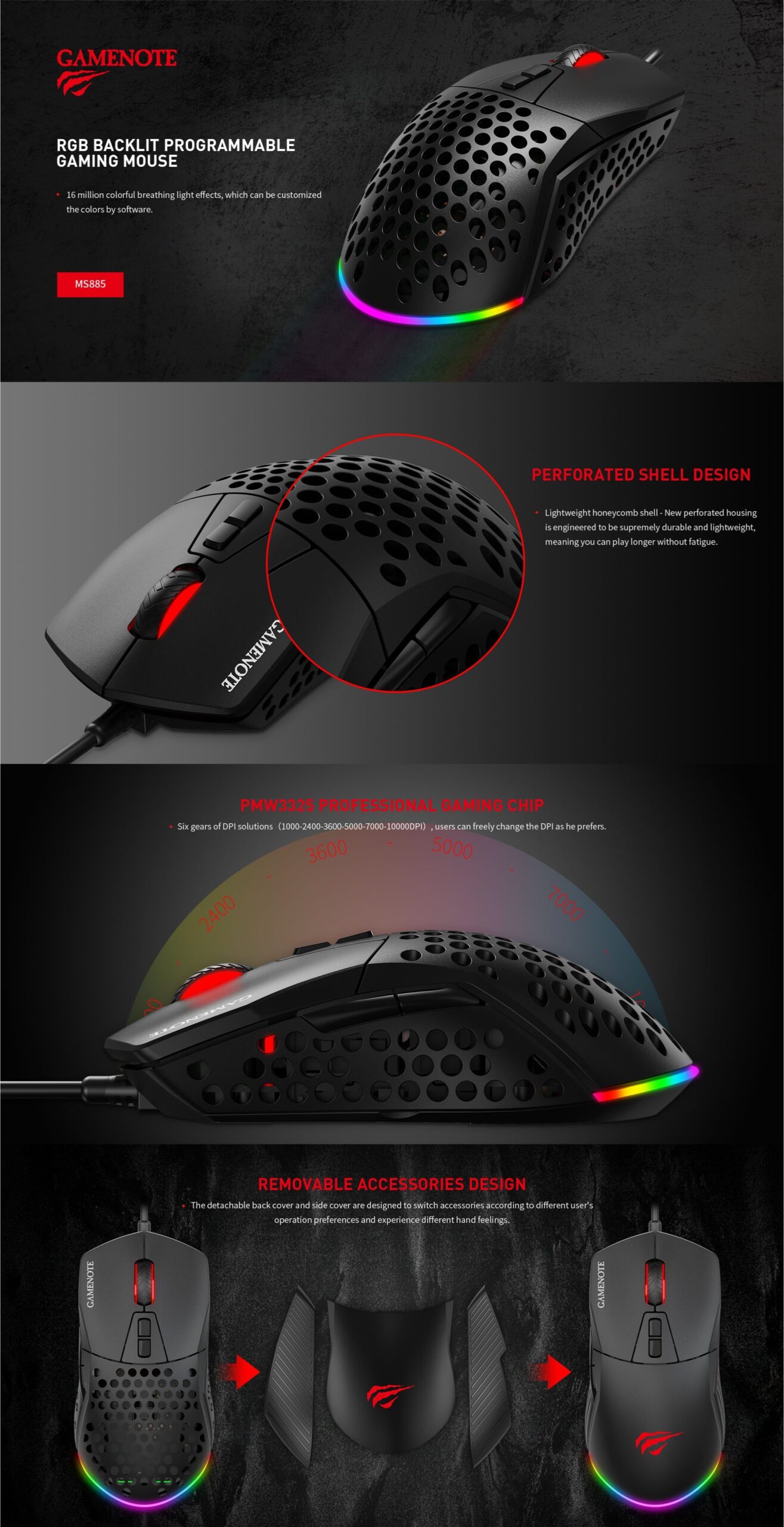 Havit MS885 RGB Backlit Programmable Gaming Mouse