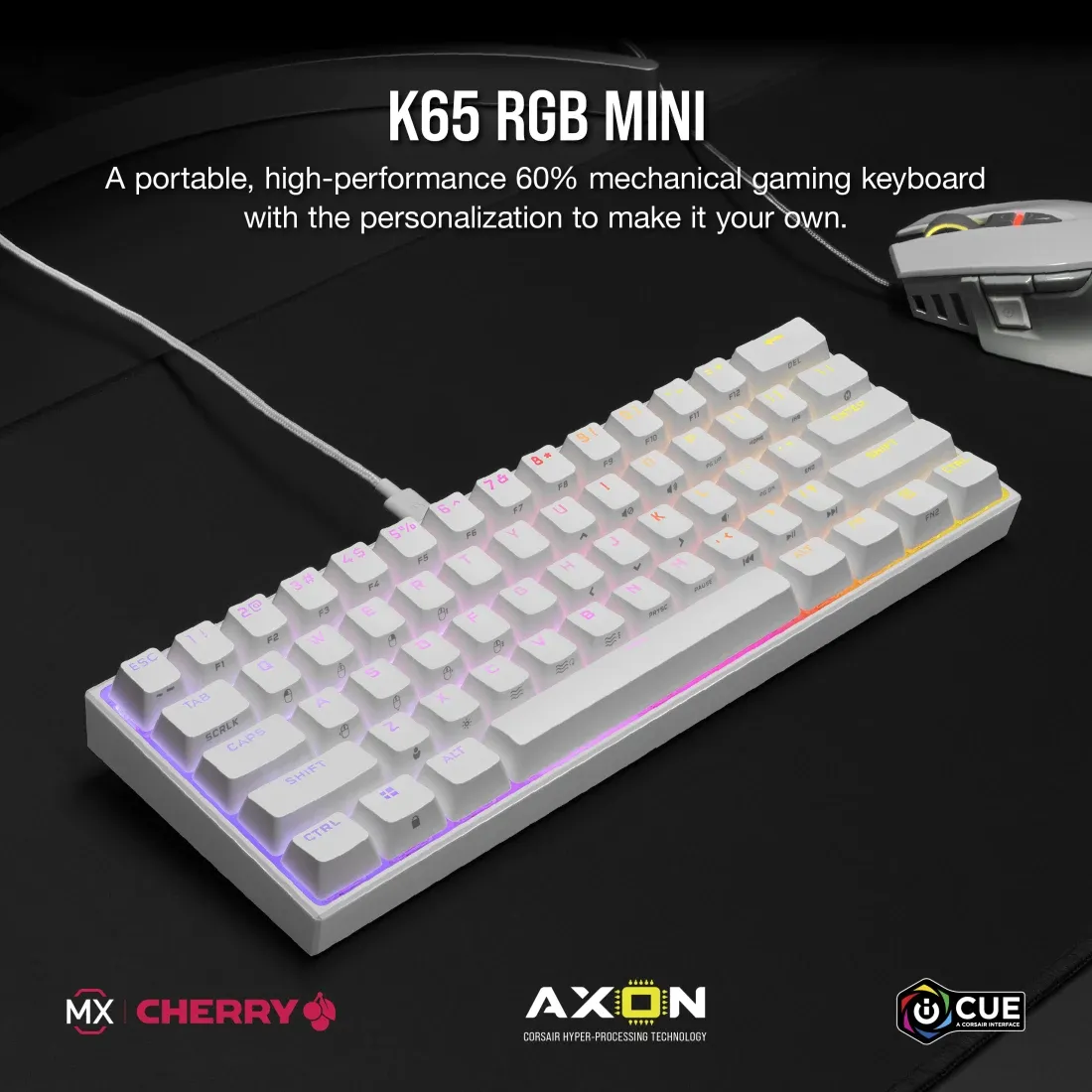 Corsair K65 RGB Mini 60% CHERRY MX Red Switch Mechanical Gaming Keyboard
