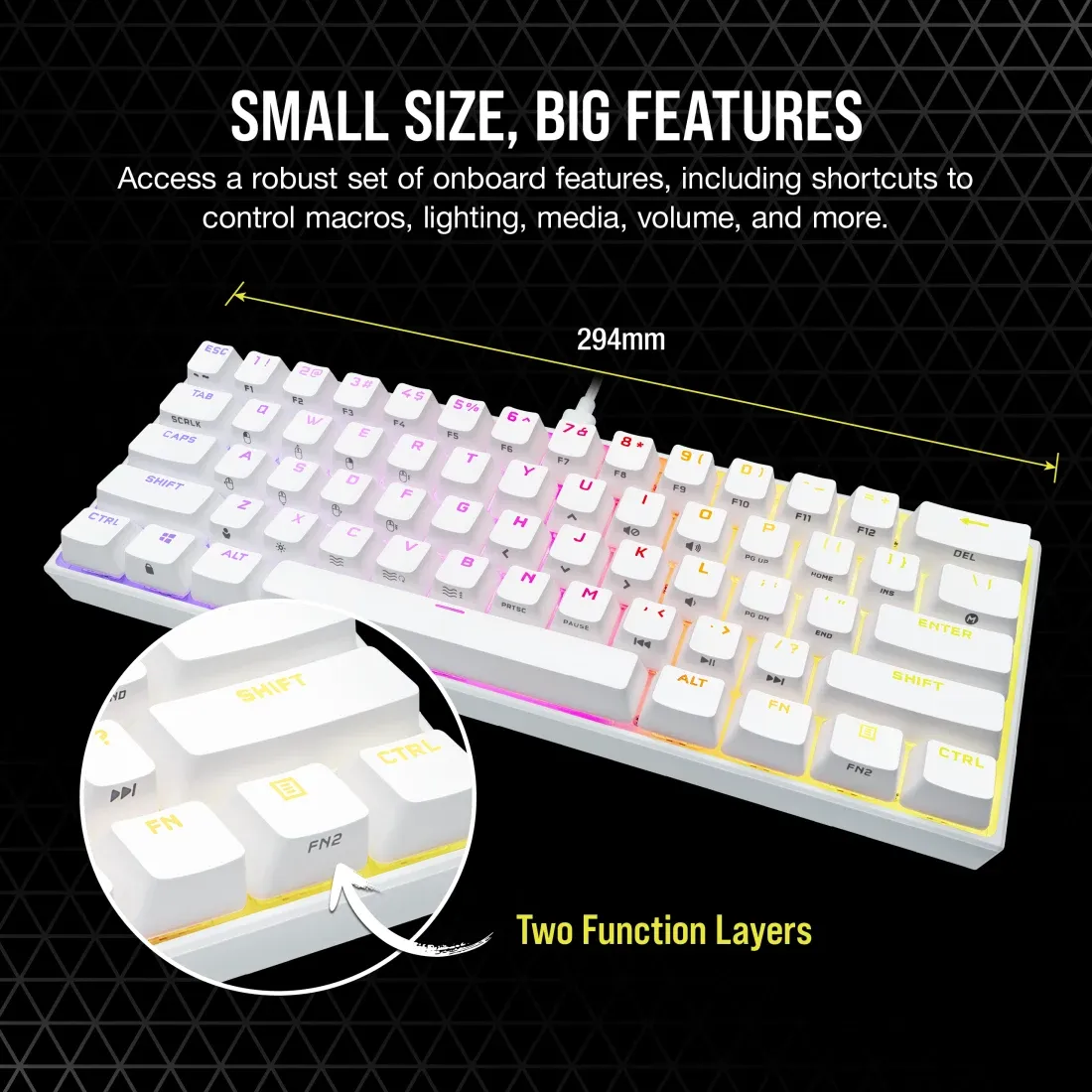 Corsair K65 RGB Mini 60% CHERRY MX Red Switch Mechanical Gaming Keyboard