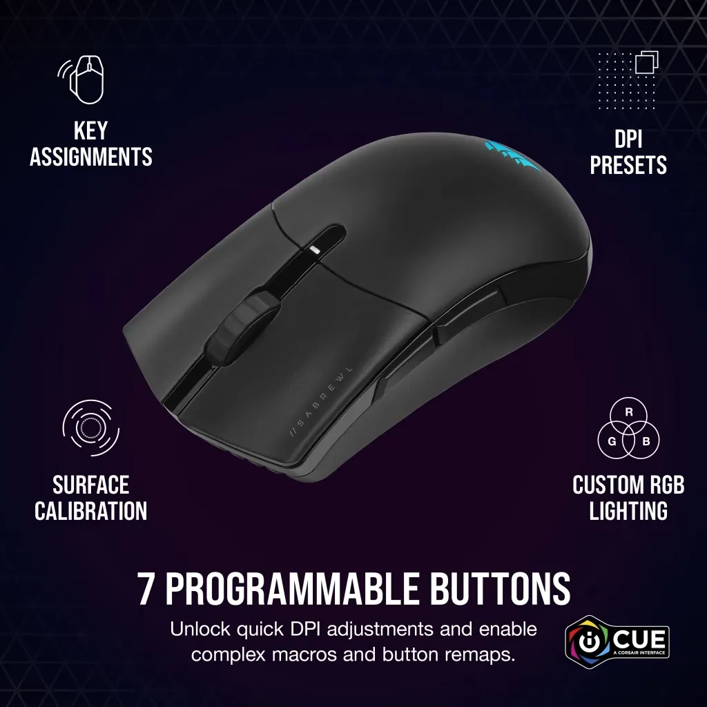 Corsair SABRE RGB PRO CHAMPION SERIES Ultra-Lightweight FPS/MOBA Wireless Black Gaming Mouse