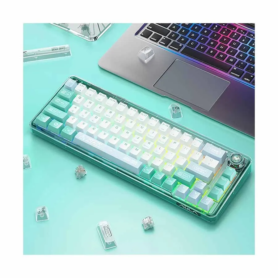 AULA F68 Hot Swappable White Switch Tri-mode Mechanical Gaming Keyboard