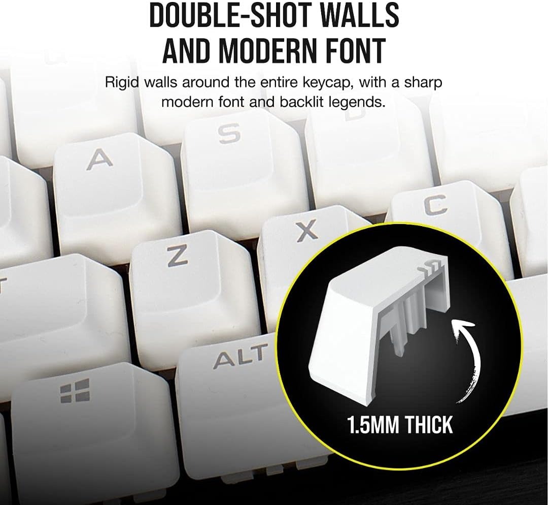 Corsair PBT DOUBLE-SHOT PRO Arctic White Keycaps Mod Kit 