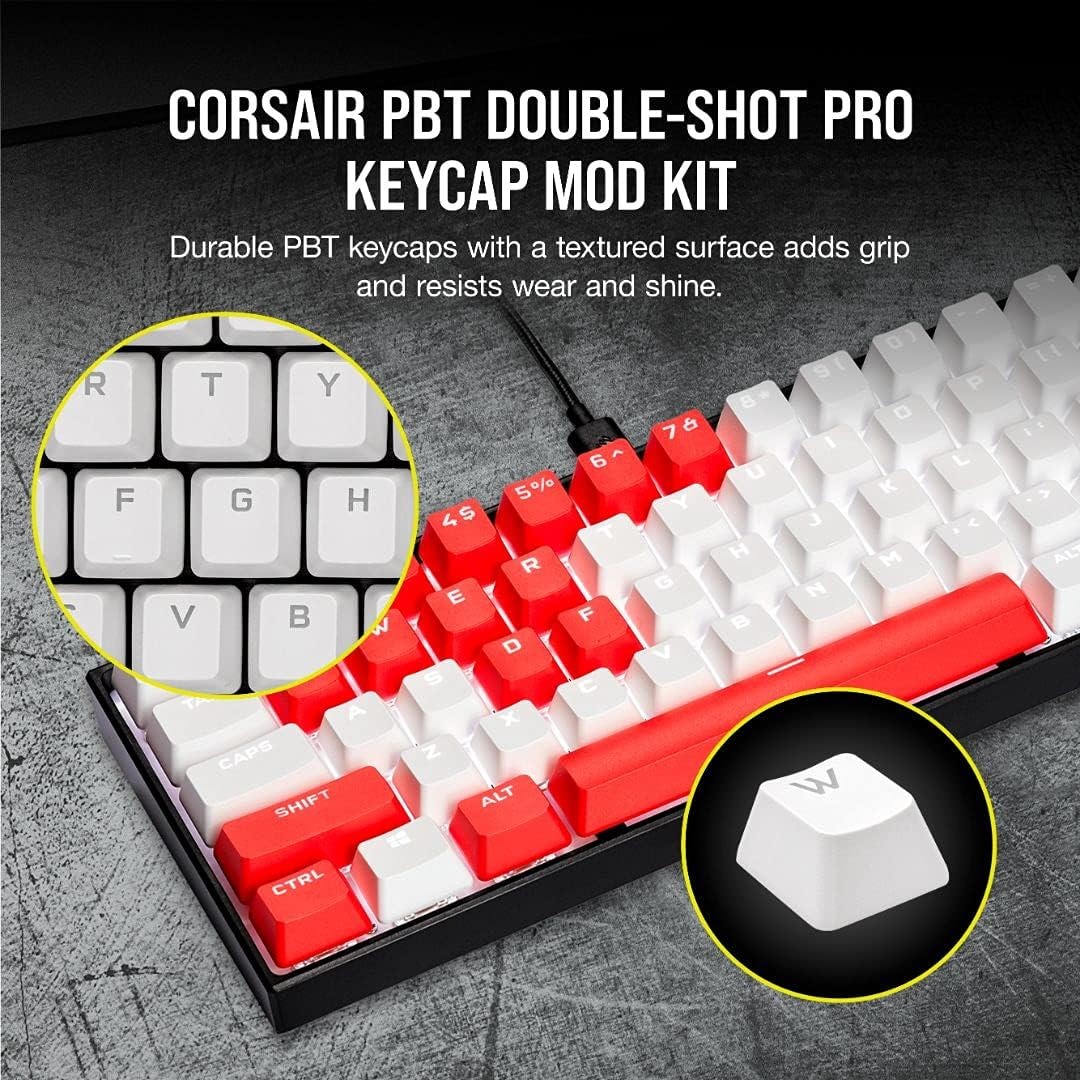 Corsair PBT DOUBLE-SHOT PRO Arctic White Keycaps Mod Kit 