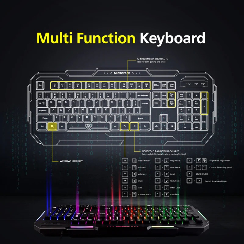 Micropack GK-10 USB Multi Color Lighting Gaming Keyboard