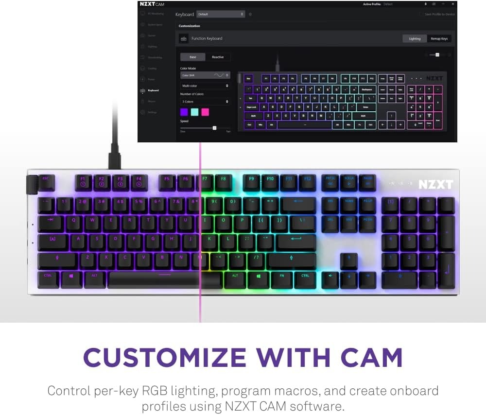 NZXT Function RGB White Wired Mechanical Gaming Keyboard