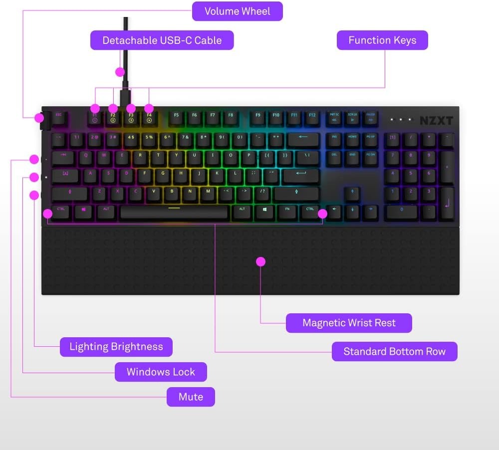 NZXT Function RGB Black Wired Mechanical Gaming Keyboard