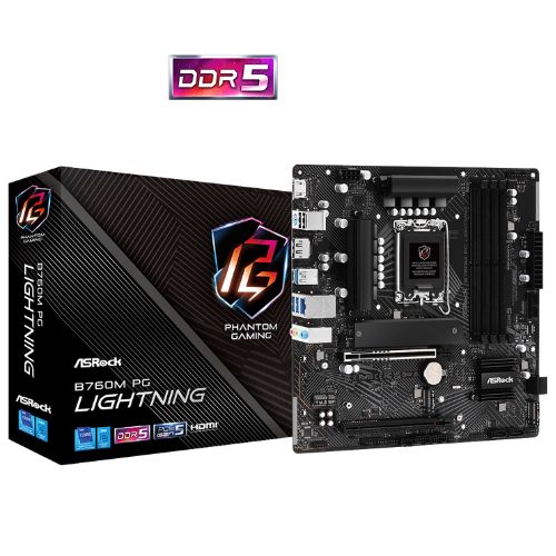 ASRock B760M PG Lightning DDR5 14th, 13th and 12th Gen Micro ATX Motherboard