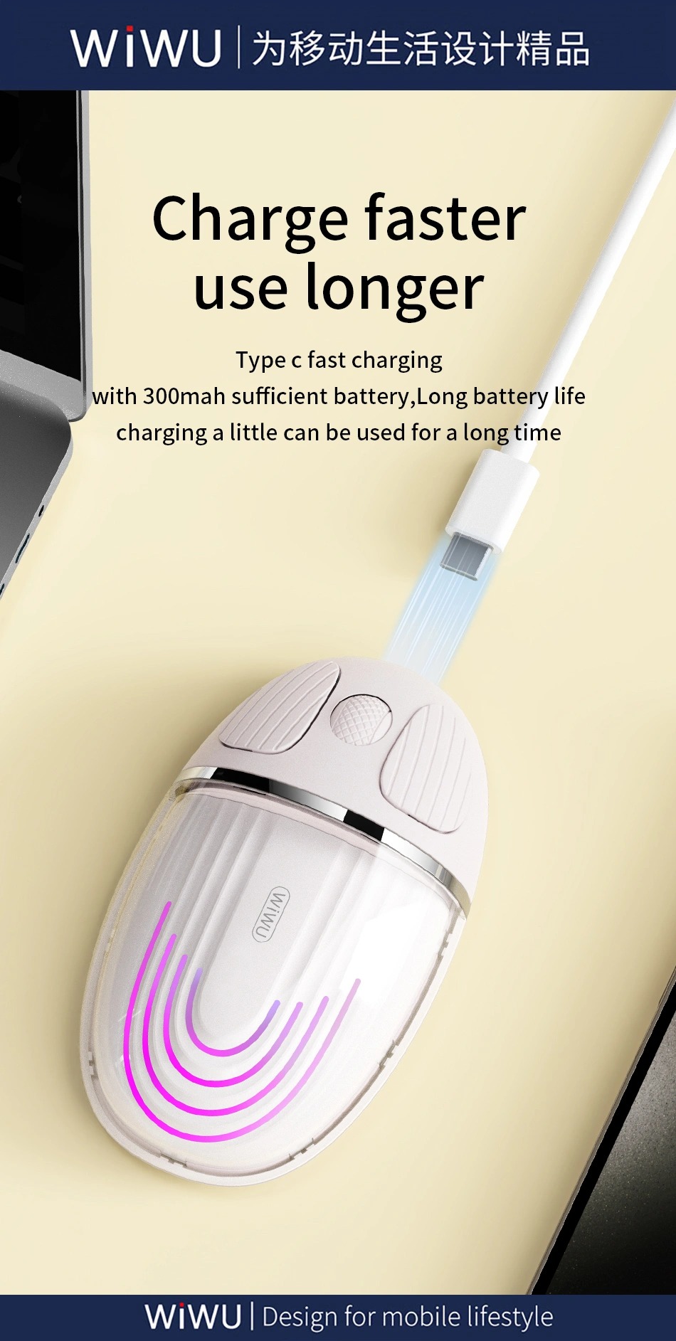 Wiwu WM109 Dual Mode White Wireless Mouse