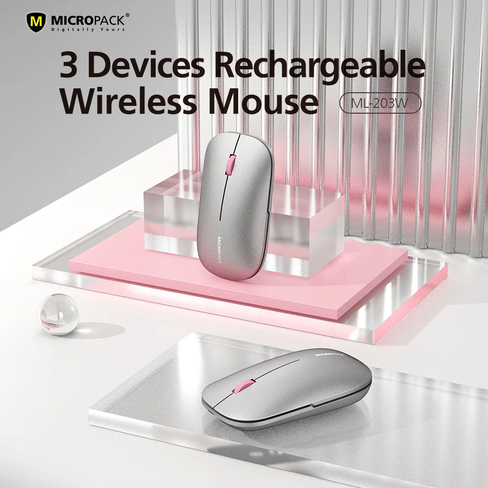 Micropack ML-203W Grey Dual Mode Silent Slim Mouse
