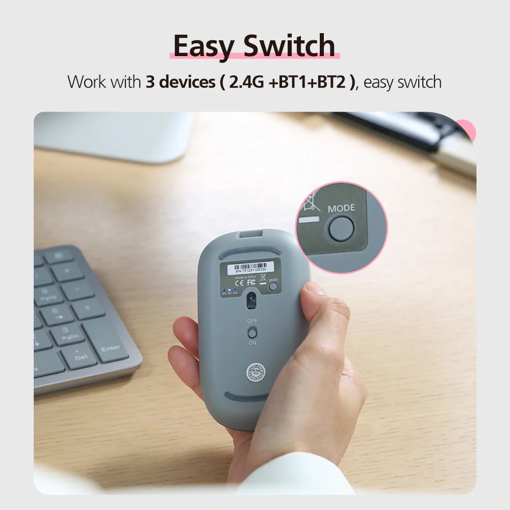 Micropack ML-203W Grey Dual Mode Silent Slim Mouse