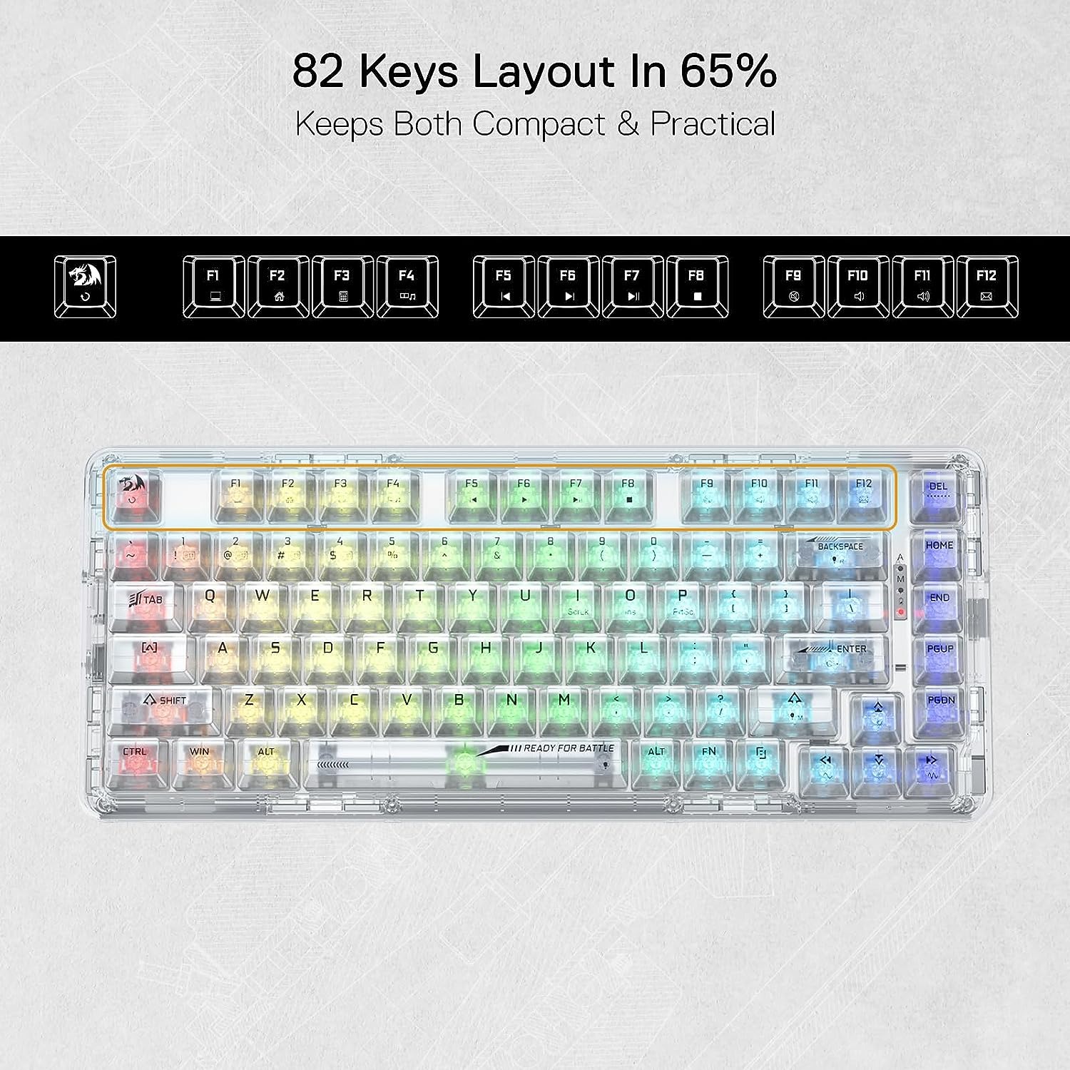 Redragon ELF PRO K649 Transparent Mechanical Keyboard