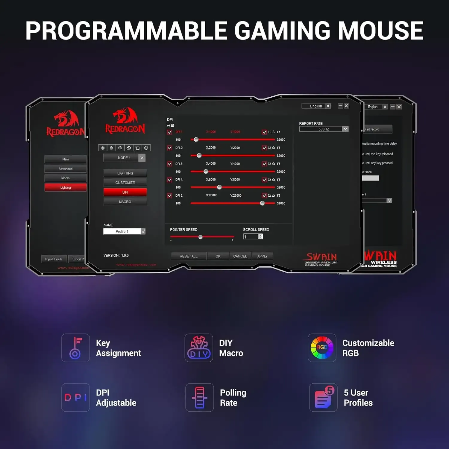 Redragon Swain M915 RGB Wired Black Gaming Mouse