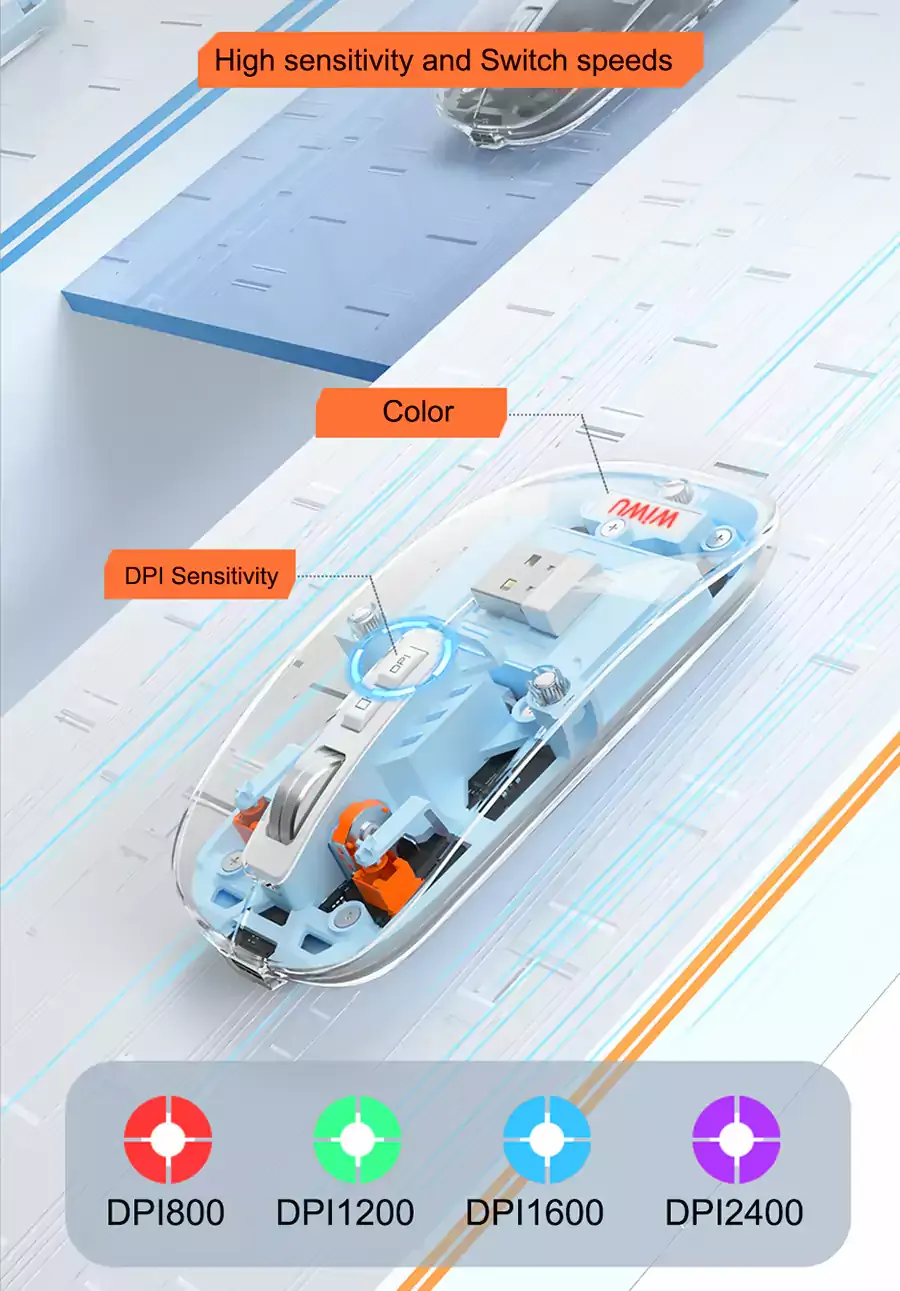 WiWU WM105 Crystal Transparent Magnetic Wireless Mouse
