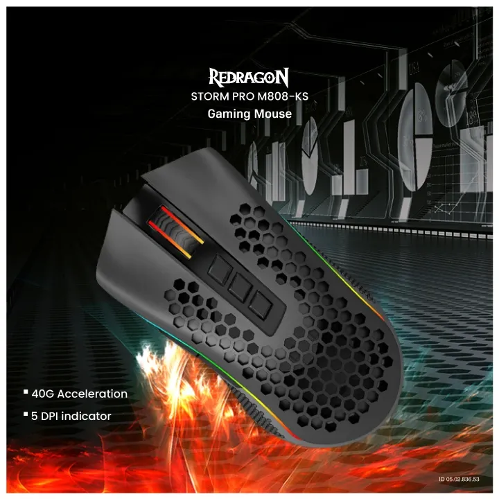 Redragon Storm Pro M808-KS RGB Wireless Dual Mode Gaming Mouse