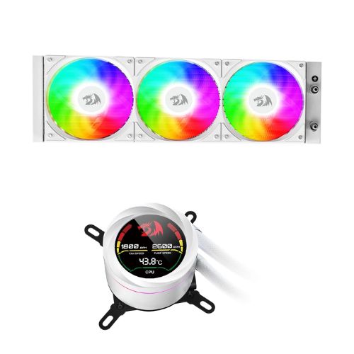Redragon CCW-1017 ARGB 360mm AIO White Liquid CPU Cooler with Digital Display